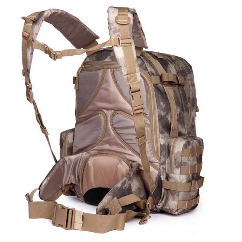 Tanner+Tailor Grosser Taktischer Outdoor Rucksack mit Laptopfach, Trinksystem, MOLLE (A-TACS Camouflage) – Bild 3